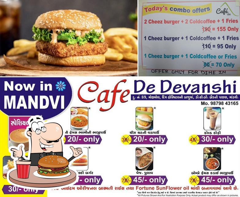 Order one of the burgers available at Cafe De Devanshi