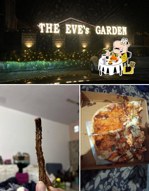 Check out the picture showing food and exterior at The Eve's Garden