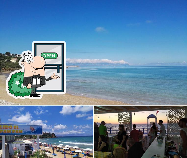 La immagine della esterno e tavolo da pranzo di Lido el Pam Pam Spiaggia Trappeto