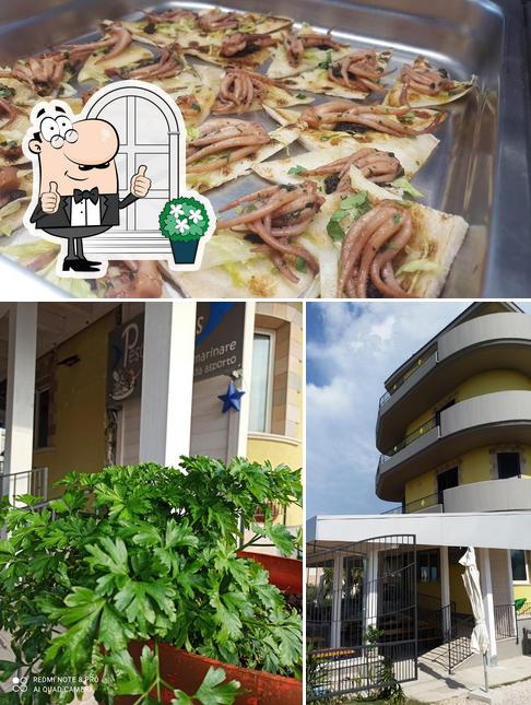 Questa è la foto che presenta la esterno e cibo di Pescotterias