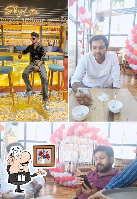 Take a seat at one of the tables at Cafe Skylite