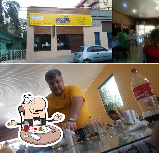 A ilustração da mesa de jantar e exterior no Dom valentin