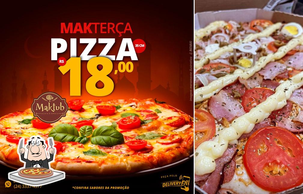 No Maktub Pizzaria e Esfiharia, você pode pedir pizza