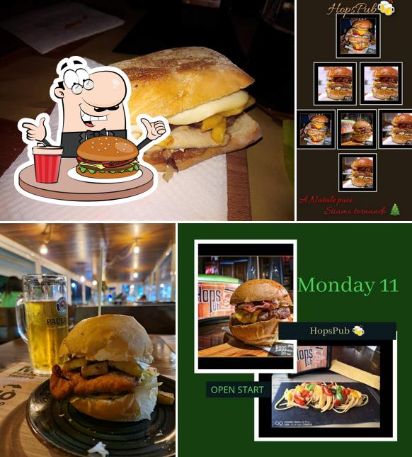 Prova un hamburger a Hops Pub