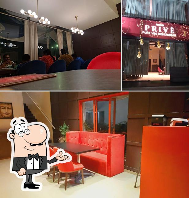 The interior of V2 Prive Pure Veg - Multi Cuisine Restuarant