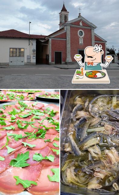 Questa è la foto che mostra la cibo e esterno di Trattoria Circolo dei Favari