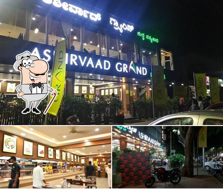 Ashirvaad Grand Pure Veg Restaurant is distinguished by exterior and interior