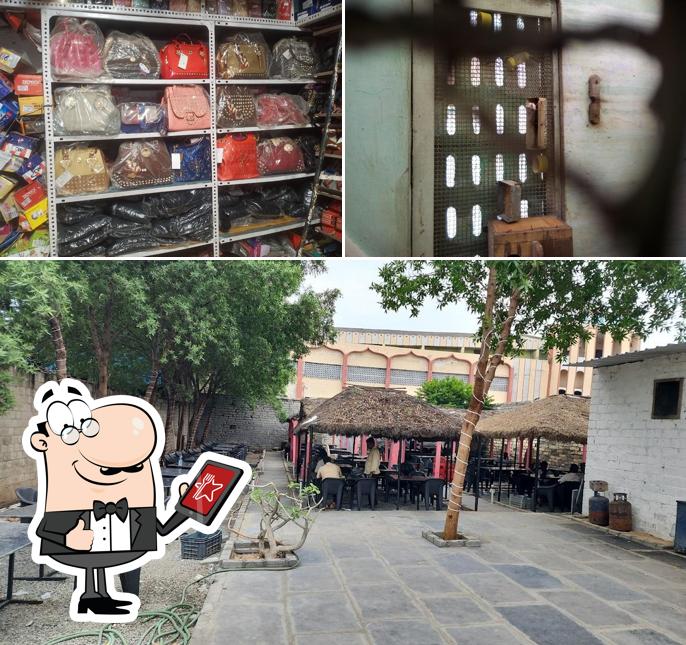 The restaurant's exterior and dessert