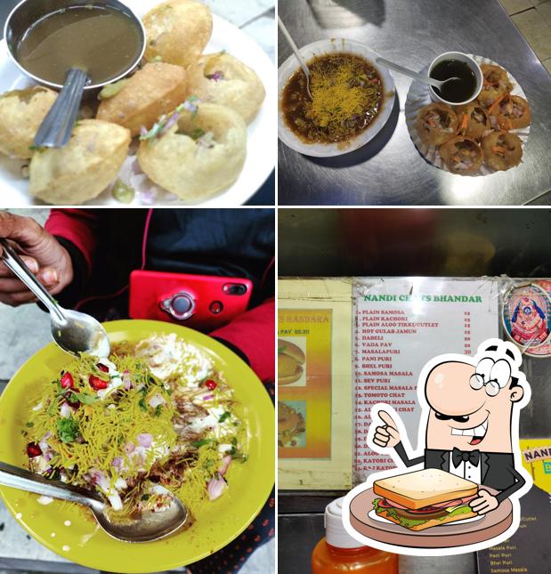 Pick a sandwich at Nandi Chats Bhandar