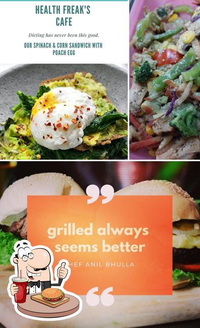 Try out a burger at Health Freaks Cafe