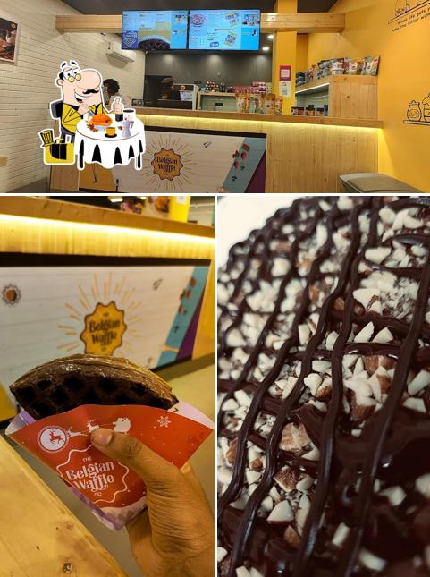 The photo of food and interior at The Belgian Waffle Co
