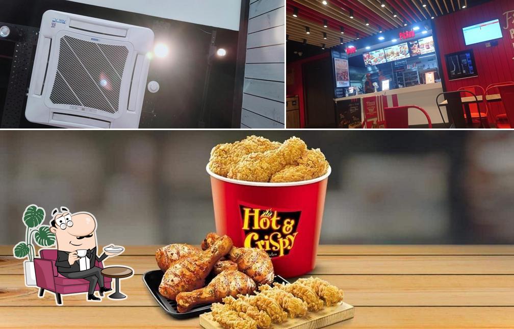 Take a look at the photo showing interior and food at KFC