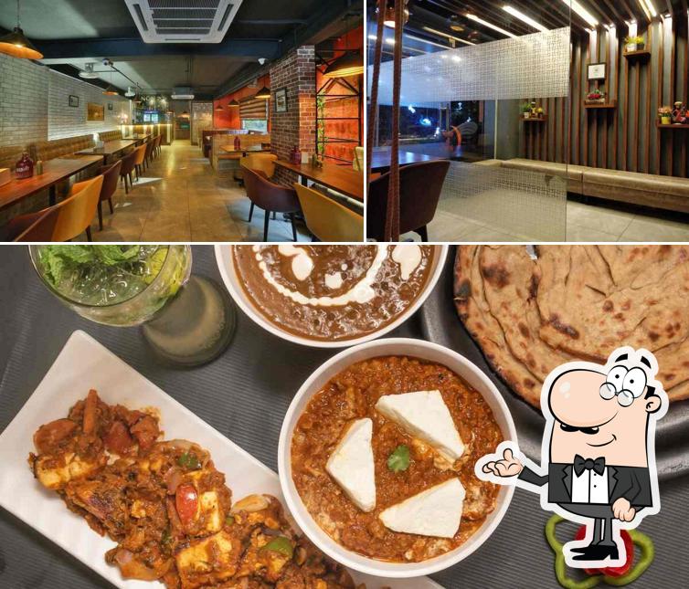 Take a look at the picture showing interior and food at Kake di rasoi