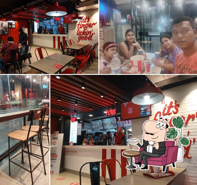 Take a seat at one of the tables at KFC Take a seat at one of the tables at KFC