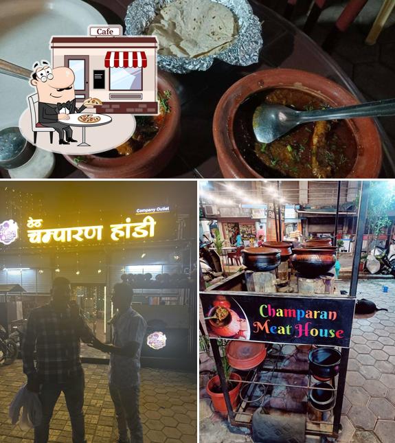 This is the image depicting exterior and food at Champaran meat house