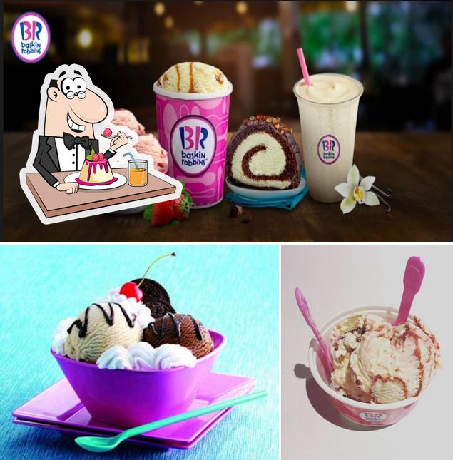 Baskin Robbins offers a selection of sweet dishes