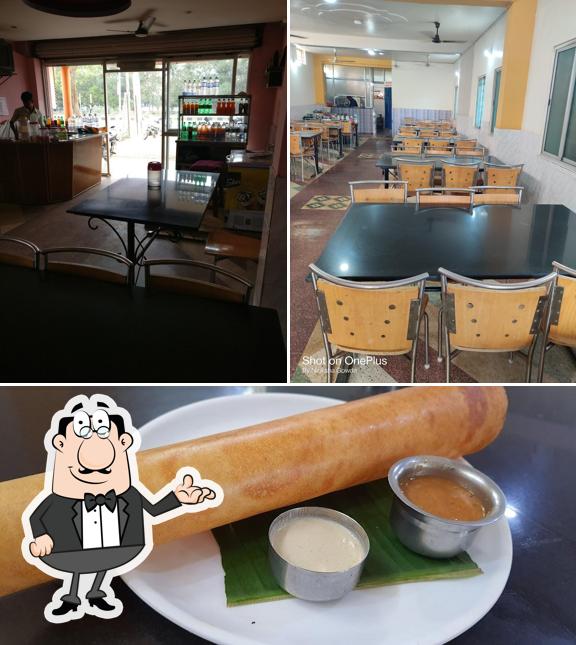 This is the picture showing interior and food at Hotel Vishnu Inn (Hotel Sri Vishnu Bhavan)