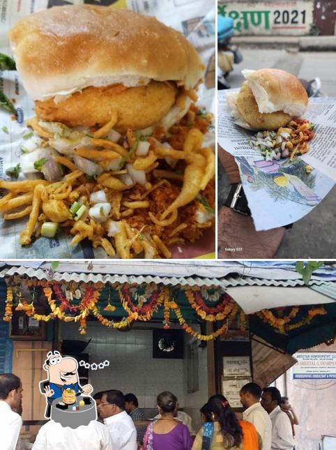 Check out the picture depicting food and exterior at Shree Ganesh wada pav