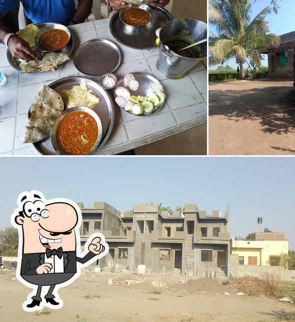 The picture of exterior and food at sasarwadi hotel