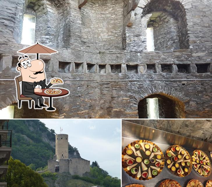 La Bâtiaz Castle si caratterizza per la esterno e cibo