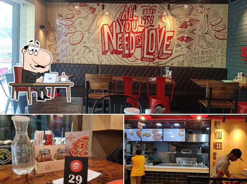 The interior of Pizza Hut Manikonda, Hyderabad