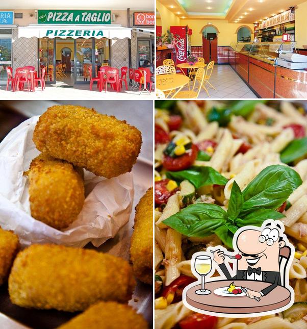 Tra le varie cose da Pizzeria a taglio Verbena si possono trovare la cibo e interni