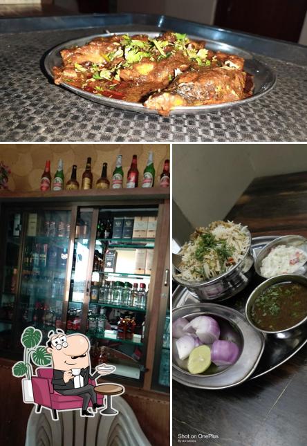 Among different things one can find interior and food at Hotel Garwa