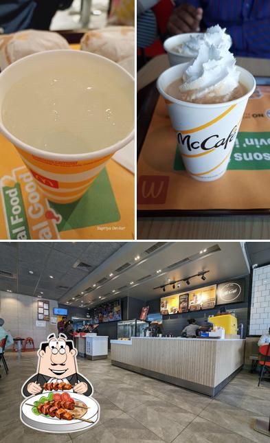 The image of food and interior at McDonald's