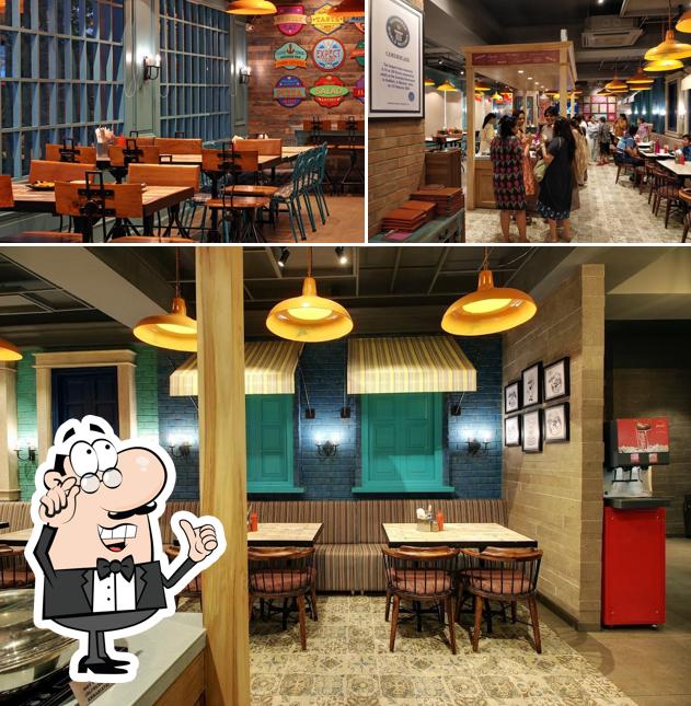 The interior of Sam's Pizza