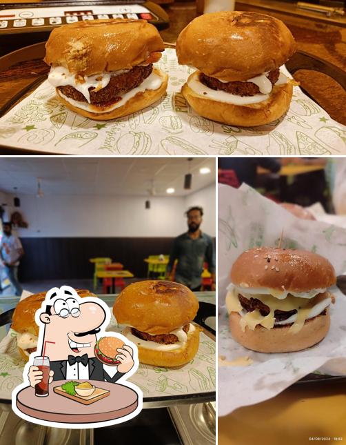 Get a burger at 3 Sis Pizza