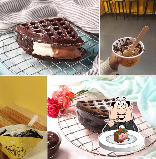 Chocolate cake at The Belgian Waffle Co