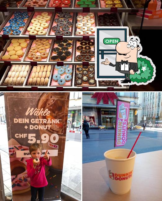 Questa è la immagine che raffigura la esterno e cibo di Dunkin' Donuts