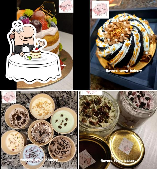 Flavor's Town Bakery & Cafe serves a selection of desserts