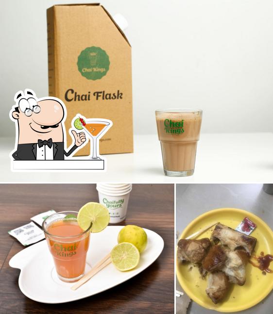 This is the image depicting drink and interior at Chai Kings