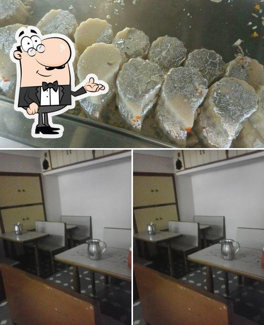 The restaurant's interior and food