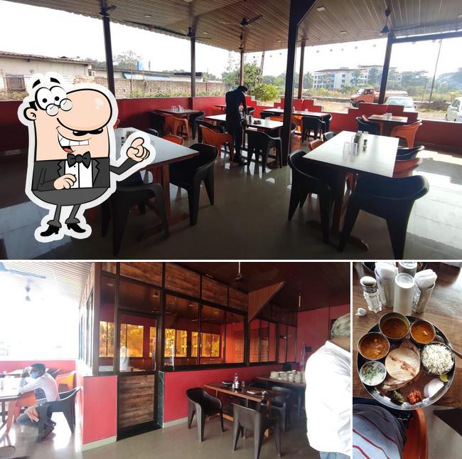 The restaurant's interior and food