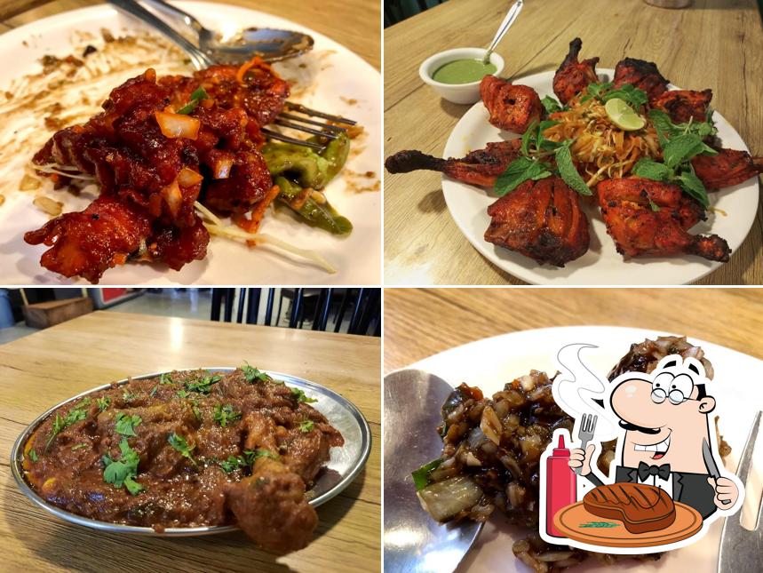 Meat meals are served at Navyug Restaurant