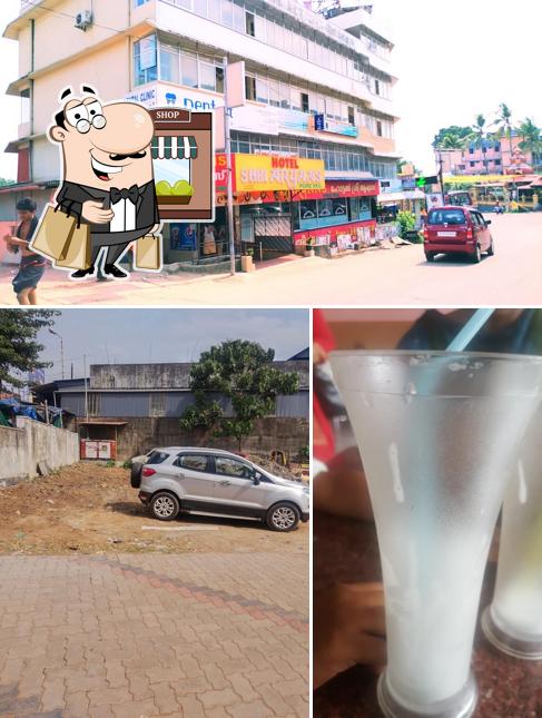 Check out the photo depicting exterior and drink at Hotel Shri Aryaas
