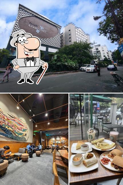 The exterior of Starbucks The exterior of Starbucks