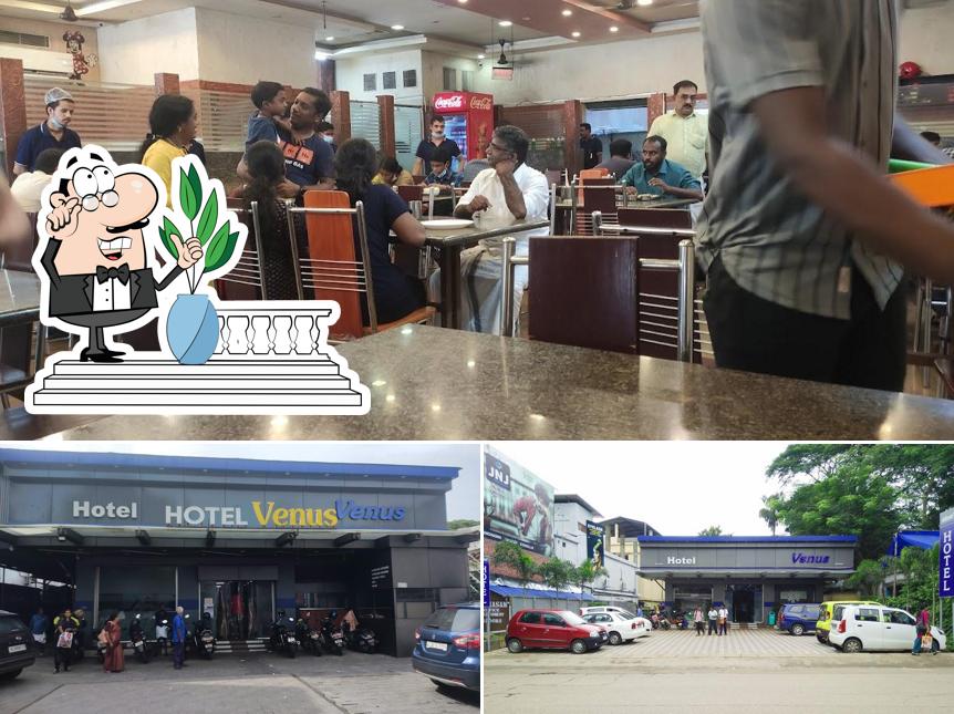 This is the image displaying exterior and interior at Venus Restaurant, Irinjalakuda, Thrissur