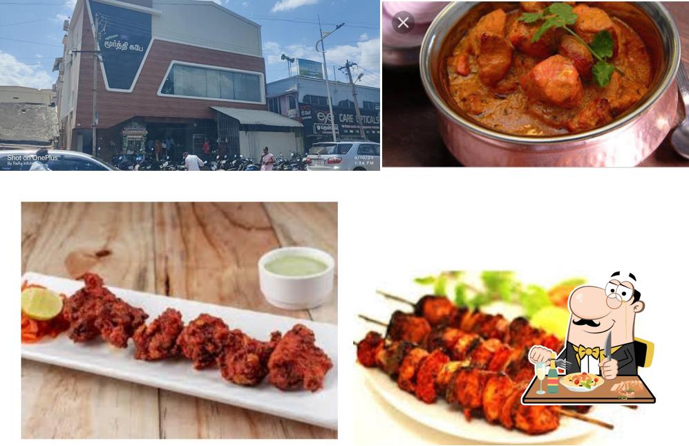 Take a look at the image displaying food and exterior at Moorthy cafe