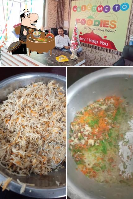 The picture of food and interior at Foodies Restaurant