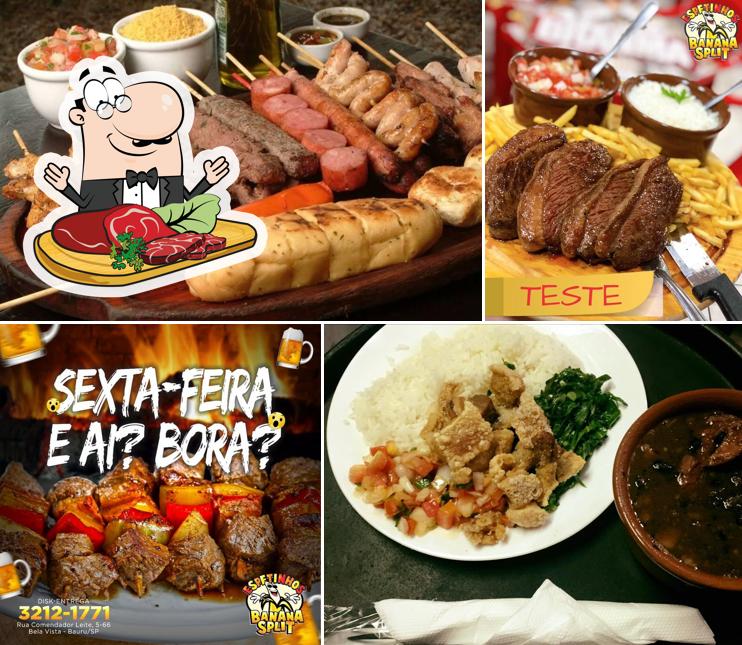 Experimente pratos de carne no Bar e Lanchonete Espetinhos Banana Split