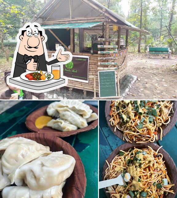 The picture of food and interior at The Bamboo Shack
