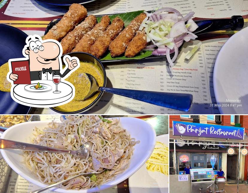 The picture of food and exterior at New Parijat Restaurant