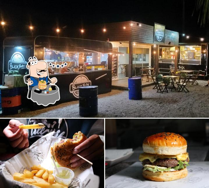 A ilustração do Black Box Street Food’s comida e interior
