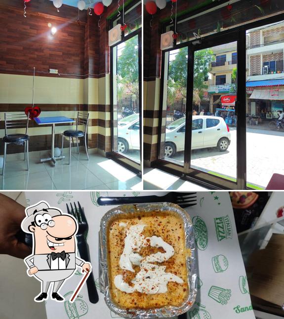 The restaurant's exterior and food