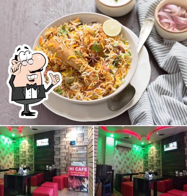Among various things one can find interior and food at Hi Cafe