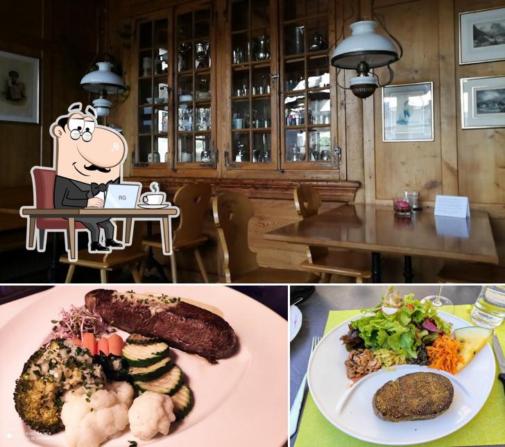 La immagine di interni e cibo da Hotel & Restaurant Bären Oberbottigen