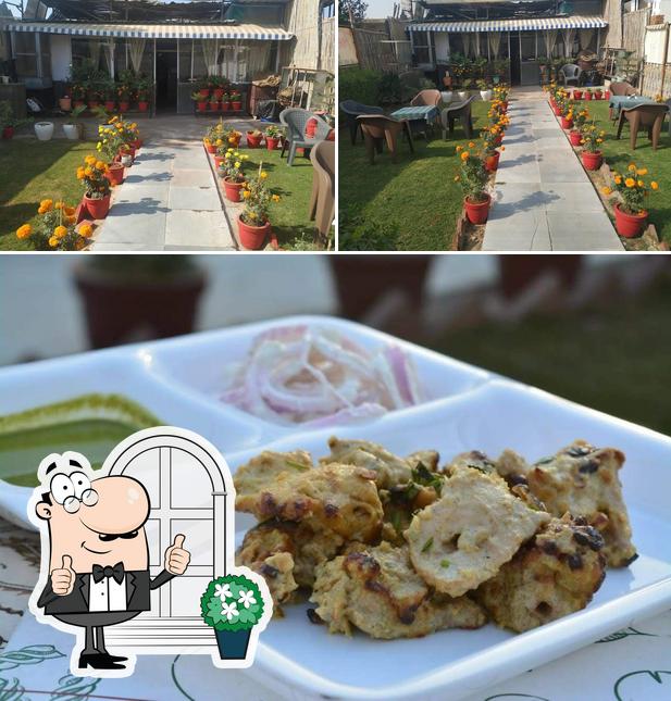 The restaurant's exterior and food